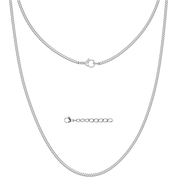 Silvadore 2mm Mens Silver Chains Necklace - Stainless Steel CUBAN