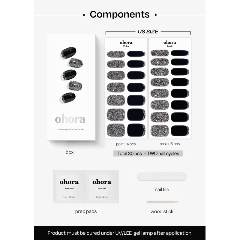 ohora Semi Cured Gel Nail Strips (N Party Night) -