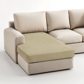 Hokway Stretch Chaise Cover Individual Couch Cushion Slipcovers Reversible Cushion Protector Slipcovers Sofa Cushion Protector Covers (Chaise Cover, Sand)