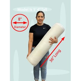 Pillowflex Bolster Pillow (8x36) - Round Roll Pillow Bolster Insert, Plush Polyester-Filled Insert for Decorative Shams, Odorless, Lint and Dust-Free Polyester Filling, No Lumps - (White)