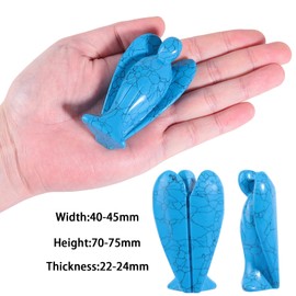 mookaitedecor 3 Inch Blue Howlite Turquoise Crystal Guardian Angel Gemstone Carved Figurine Statue Blue Angel Gift, Healing Crystal Angel Gift for Women Friend, Love Peace Good Luck Angel Room Decor
