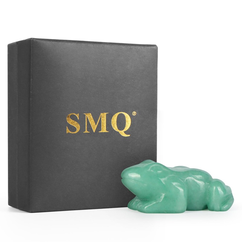 SMQ 2 inch Crystal Frog, Natural Green Aventurine Frog Figurine,