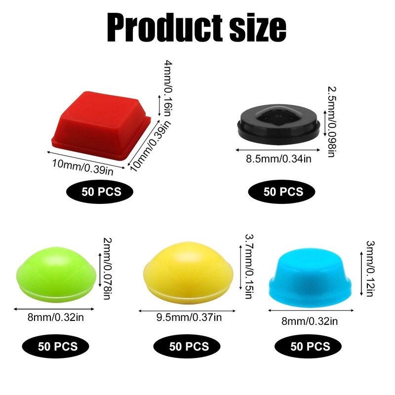 250pcs Bump Dots for Visually Impaired, Assorted Sizes Adhesive Silicone