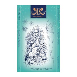 KatKin Krafts KK0066 Craft Stamp, Butterfly, Flowers, Transparent, 6 x 8 Inch