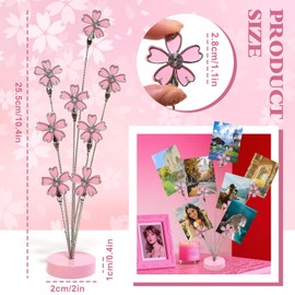 8 Branch Photo Tree Clip, Photo Frame Stand with Clips for Note Paper Wedding Photo Display Office Decoration (Pink)