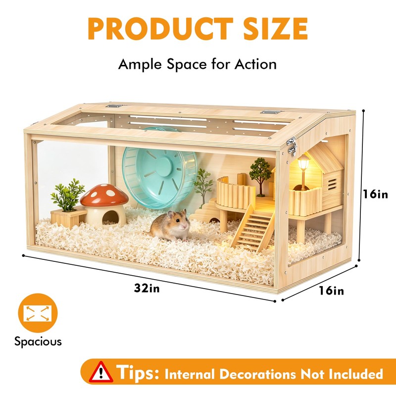 XiaZ Hamster Cage,32Inch Large Hamster Cage with Panoramic View and