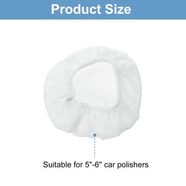 sourcing map 6pcs Car Polisher Bonnet Buffing Pad Cotton Fabric Polishing Buffing Pad Cover for 5"-6" Car Buffer Bonnets Polisher, White