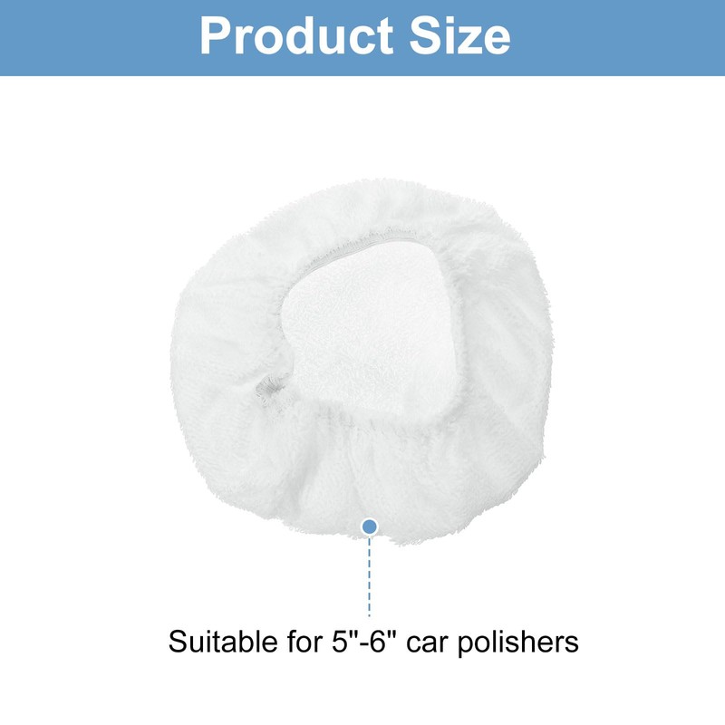 sourcing map 6pcs Car Polisher Bonnet Buffing Pad Cotton Fabric