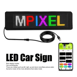 15.4x4.2in LED Panel, USB Customizable Flexible Car Screen With APP Control, Programmable Sign for Store Car Party Christmas Display