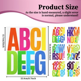 5 Inch Letter Stickers, 122 Pieces Self Adhesive Alphabet Number Sticker for Mailbox, Door, Truck and Outdoor, Waterproof Sticky Vinyl Symbol Stickers for DIY(12 Sheet Multi)