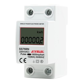 JOYELEC LCD Digital 220 V Electricity Meter, DIN Rail KWh Counter 10 (60) A, 1-Phase AC Meter, 2-Pin 2P DIN Rail Electricity Meter, Displays Only KWh, No Backlight
