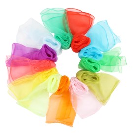 KIMOBER 12PCS Square Dance Scarves,12 Colors Juggling Silk Magic Tricks Music Movement Scarf Props (24in × 24 Inches)