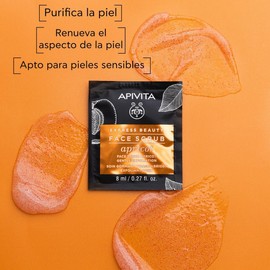 Apivita Mascarilla Facial Exfoliante Suave con Chabacano 2x8ml – 94% Ingredientes Naturales, Exfoliación Delicada para Piel Radiante – Con Miel, Pepino y Aceite de Geranio – Todo Tipo de Piel