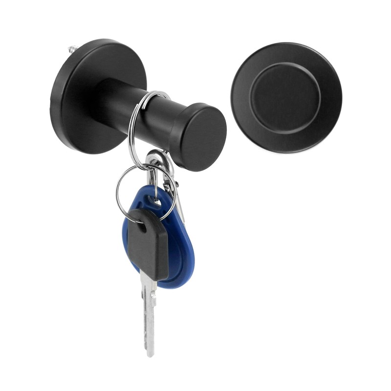 QWORK® 8Pcs Black Round Wall Hooks, 55 mm Coat Hook,