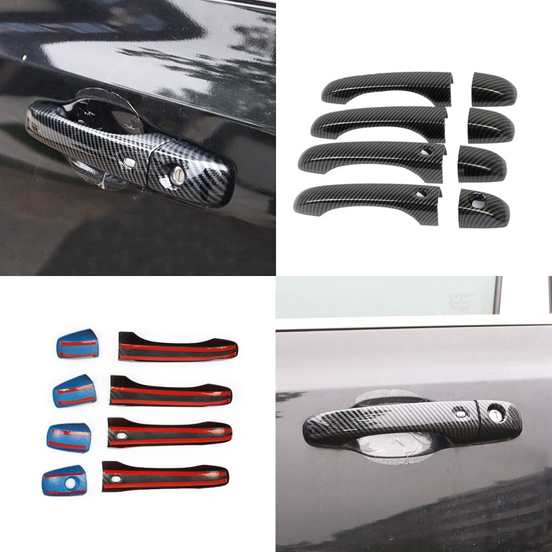crosselec Carbon Fiber Door Handles Trim Cover for 2015-2021 Chrysler