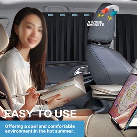 VAGURFO 2 Pcs Car Window Shade,Privacy Magnetic Blinds Curtains,Car Window Curtains Car Back Window Sun Shade Car Shades,Car Window Blinds Ensures Privacy Protection & Keeps Cool (2 Back)