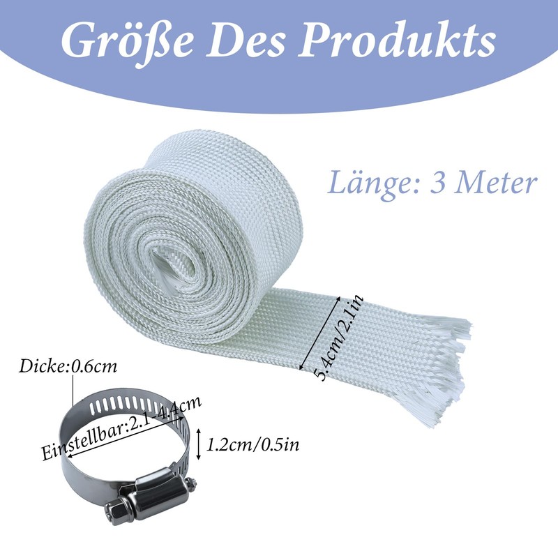 30 mm Exhaust Hose, 300 cm Additional Heating Hose, Fibreglass