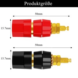 MejaRizon Pack of 12 4 mm Banana Socket, Speaker Binding Post, Banana Binding Post, Plated Terminal, Banana Plug Socket, for Banana Socket Adapter Connection, Black and Red