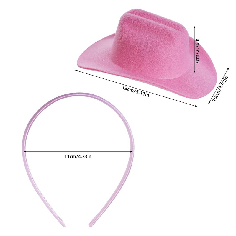 phnydreg 2Pcs Cowboy Mini Hat Headbands Cowgirl Mini Hat Headbands