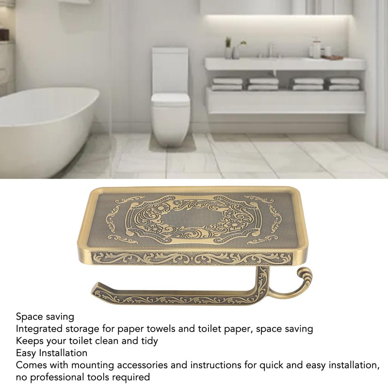 Toilet Paper Holder Multipurpose Retro Elegant Zinc Alloy Double Layer