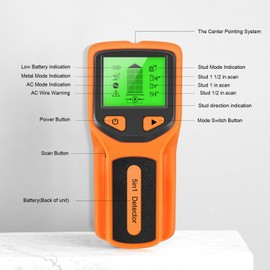 Stud Finder Wall Scanner - 5 in 1 Electronic Stud Detector with HD LCD Display, Wood AC Wire Metal Studs Detection