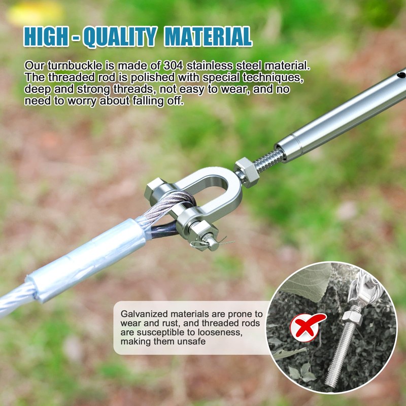 hannger Turnbuckle, 1/2" (M12) 304 Stainless Steel Turnbuckles for Cables