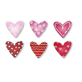 Roeda Brighten Your Life 22038r Red and Pink Heart with Pattern Set of 6 Assorted Magnets