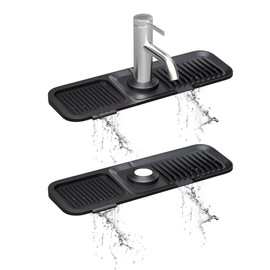 Kitchen Sink Splash Guard, Black 5° Sloped, Silicone Draining Mat for Kitchen Sink, Faucet Mat For Kitchen Sink, Silicone Sink Splash Guard From Luxury Lineup