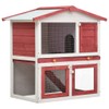 CHARMMA Outdoor Rabbit Hutch 3 Doors Red Wood-Red-14.81KG