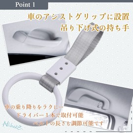 Nicheez Car Hanging Leather Handle Riding Aid Set of 2 (White)