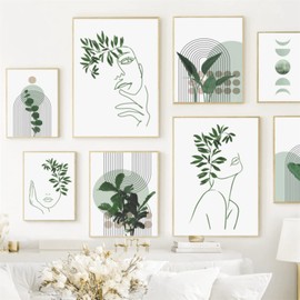 Martin Kench 3-Piece Bohemian Poster Set, Aesthetic Green Plant Pictures, Modern Wall Pictures, Living Room, Bedroom Decoration, without Frame (C, 30 x 40 cm)