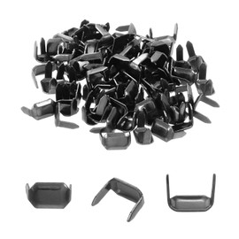 QUARKZMAN Pack of 100 Brass Leather Clips, 8 mm Two-Pronged Belt Loop Fasteners for Leather Crafts, Belt Loop Holder, Gun-Black