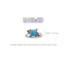 Silvershake 8X6mm Genuine Oval Shape Arizona American Turquoise 925 Sterling Silver Leaf Vintage Inspired Ring Jewelry for Women Size 10