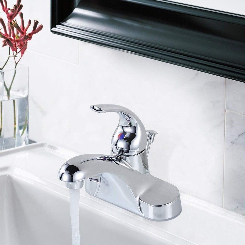 WOWOW Bathroom Faucet 1 Handle Low Arc Single Handle 4