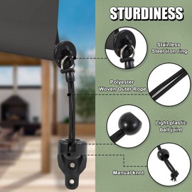 New Bungee kit + end caps Universal Replacement Mounting Brackets of Exterior Sun Shades Outdoor/Indoor Roller up Blinds (Black, 1pack)
