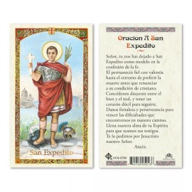 Oración a San Expedito tarjecta laminada