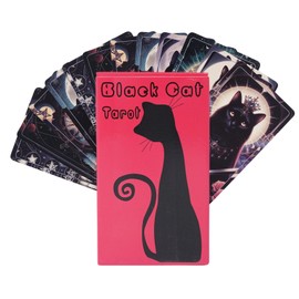Black Cat Tarot, English Paper Tarot, 78 Tarot Deck, Cat Themed Tarot Cards, Paper Tarot Cards, Tarot Deck for Spiritual Seekers, Full English Tarot Cards, Interaction Tarot Deck
