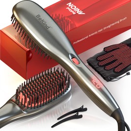 BeKind Anion 30-in-1 Hair Straightener Brush, Built in Upgraded Anion Feature, 15s Fast Heat-up, Multiple Temperature Settings (from 265℉ to 450℉) with Anti-Scald Design, Gifts for Girls Women