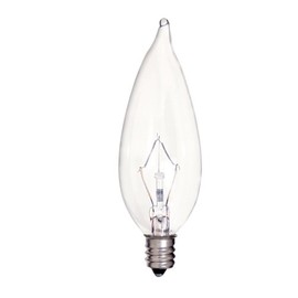 Satco S4465 25 Watt 212 Lumens CA9.5 Incandescent Soft White 2700K Candelabra Base Clear Krypton Light Bulb, Dimmable