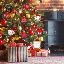 12-Piece Christmas Tree Candy Ball,Christmas Ball Wooden Pendant Set Christmas Tree Decoration Home Party Decoration Supplies Decorations