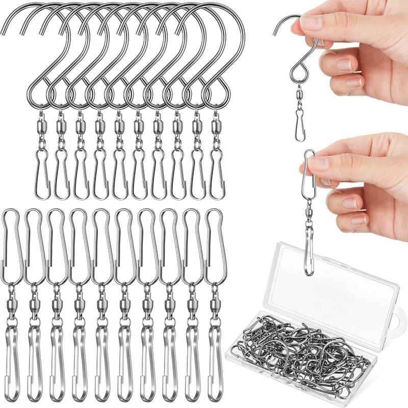 Jetec 30 Pieces Wind Spinner Swivel Hooks 360 Degree Dual