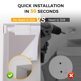 HOMEDEMO No Drill No Tools Cordless Roman Shades for Window,Room Darkening Easy Install Linen Fabric Blackout Roll Up Roman Blinds Window Blinds Inside Mount 39" W x 60" H White