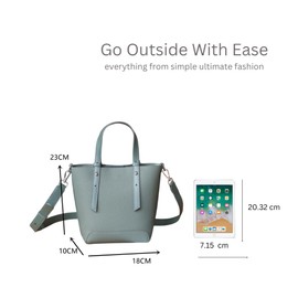 BagDesign Women's Real Leather Double Top Handle Stylish Handbag Shoulder with Long Strap - BLUEBELL