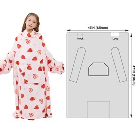 Viviland Wearable Fleece Blanket with Sleeves & Foot Pocket for Kids Lightweight Soft Blanket for Boys and Girls, 47" x 47" Inches