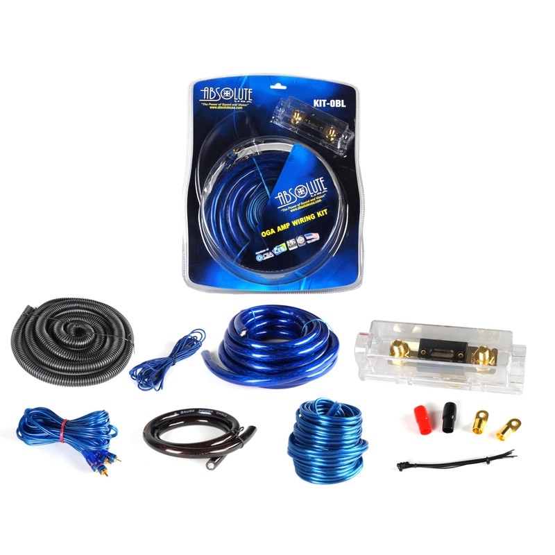 Absolute KIT0BL Complete 0 Gauge Blue Amp Kit with RCA