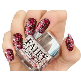 Fairy Glamor Red Glitter Dip and Acrylic Nail Powder, Poinsettia 1oz