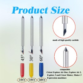40 Pieces 30/45/60 Degree Replacement Blades for Cricut Maker 3 Including 15 Pieces 30° Fine Tip Blades, 15 Pieces 45° Standard Blades, 10 Pieces 60° Deep Tip Blades (40 Pieces Replacement Blades)