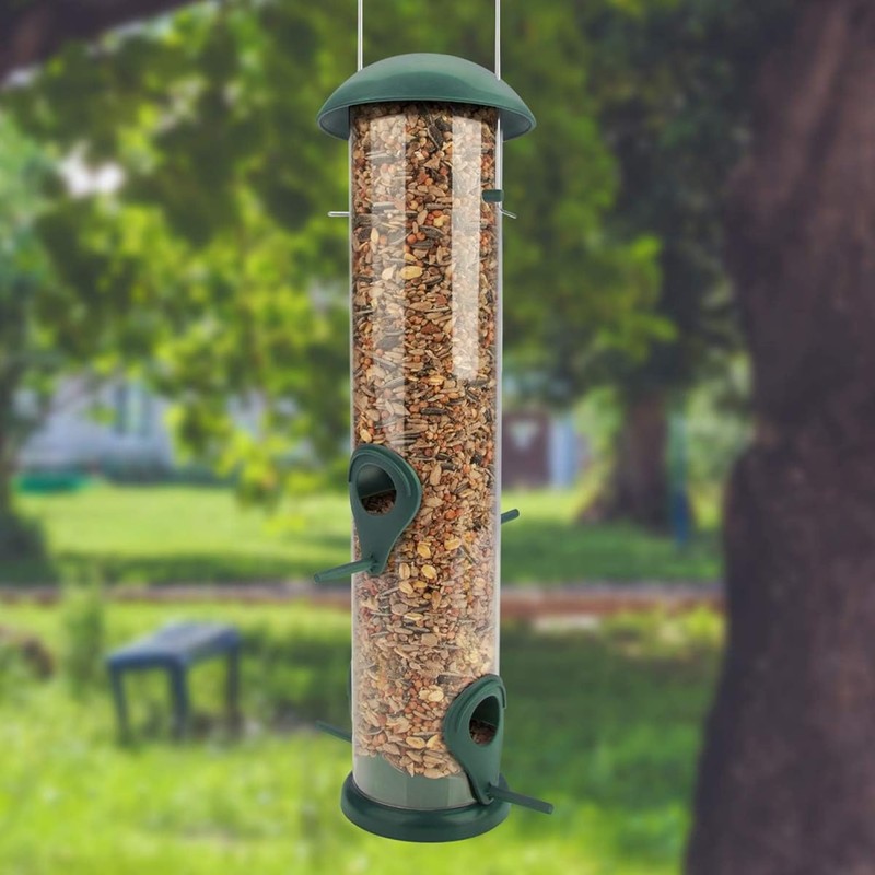 Wildlife Friend, 30 cm Grain Bird Feeder, Green, with 4