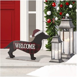 Glitzhome 36" H Lighted Wooden Christmas Snowman Porch Décor Standing Porch Sign Merry Christmas Welcome Sign Holiday Party Outdoor Indoor Xmas Decorations