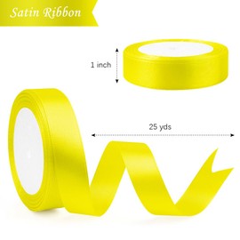 SereneGlow Yellow Satin Ribbon 1 Inch 25 Yards for Gift Wrapping, Bouquets, Crafts & Holidays